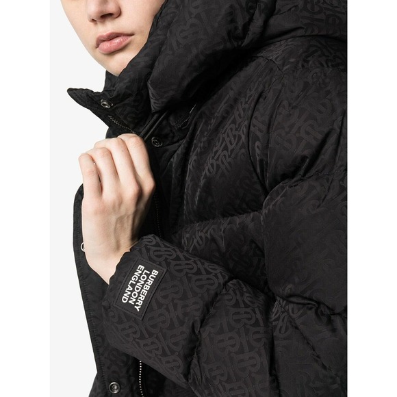 NWT BURBERRY SELLINDGE BLACK TB MONOGRAM LOGO HOODED DOWN PUFFER JACKET XL - Picture 2 of 13